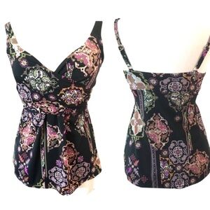 Lands' End Geometric Modest Tankini Top Bra